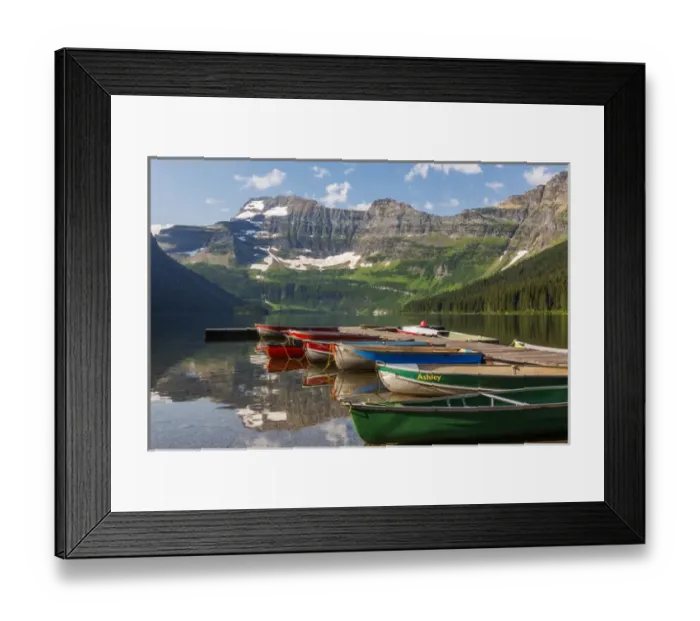 Framed Print : Canada, Alberta, Waterton Lakes National Park, Cameron Lake and Mount Custer with dock Framed Print : Canada, Alberta, Waterton Lakes National Park, Cameron Lake and Mount Custer with dock