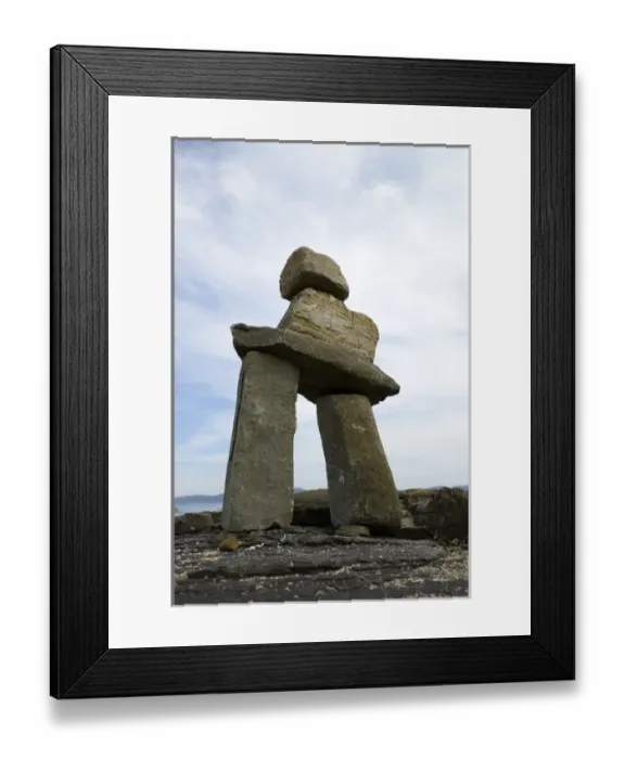 Framed Print : Canada, British Columbia, Gulf Islands, Portland Island. Inukshuk at Abutus Point