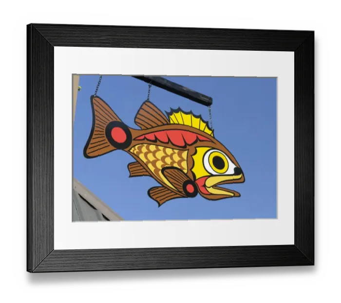 Framed Print : North America, Canada, British Columbia, Vancouver Island. Painted Rock Cod sign Framed Print : North America, Canada, British Columbia, Vancouver Island. Painted Rock Cod sign