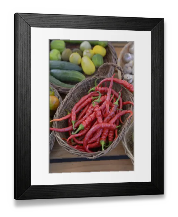 Framed Print : Canada, British Columbia, Salt Spring Island, Ganges. Red hot peppers in a basket Framed Print : Canada, British Columbia, Salt Spring Island, Ganges. Red hot peppers in a basket