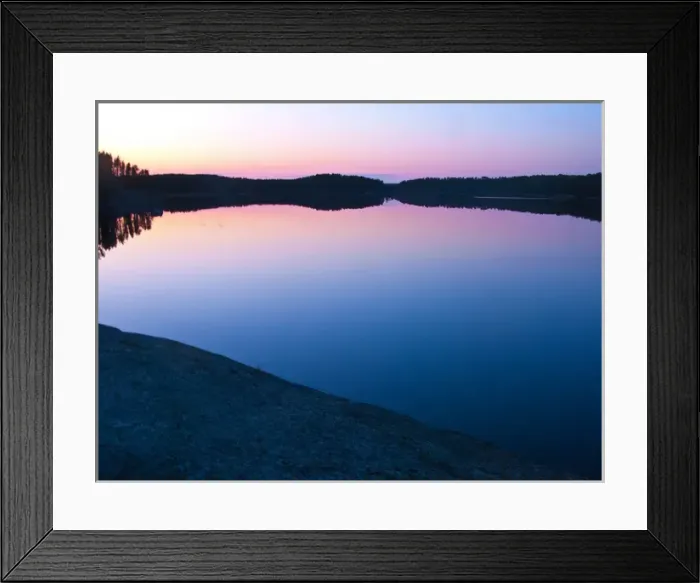 Framed Print : North America, Canada, Ontario, Quetico Park, Lake Kawnipi. wilderness, Pink Sunset