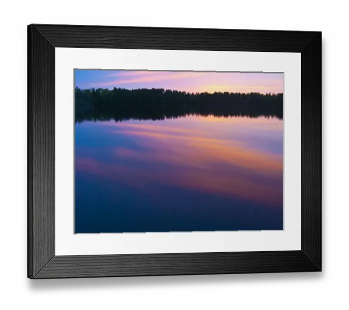 Framed Print : North America, Canada, Ontario, Quetico Park, Lake Agnes Sunset wilderness, Pink Sunset