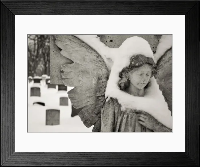 Framed Print : Canada, Ottawa, Beechwood Cemetery. Snow-covered stone angel Framed Print : Canada, Ottawa, Beechwood Cemetery. Snow-covered stone angel