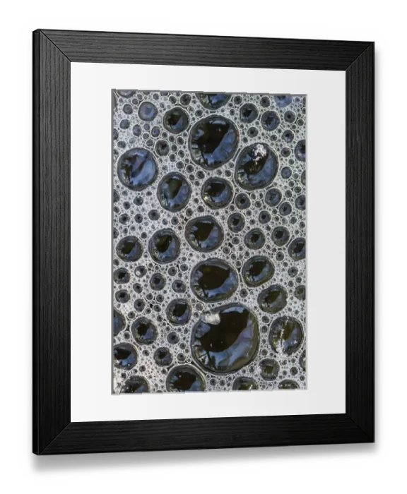 Framed Print : Canada, Quebec, Mount St-Bruno Conservation Park. Foam caught under ice. Credit as