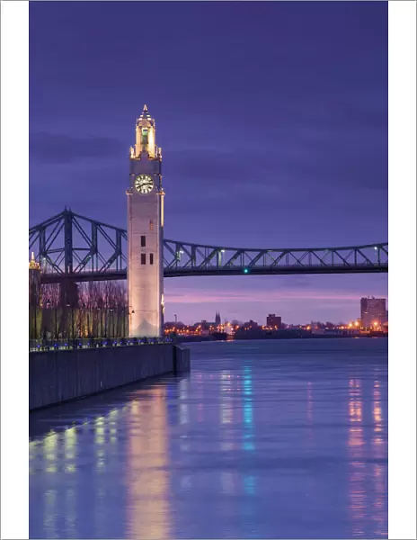 Canada, Quebec, Montreal, Old Port clocktower, dusk