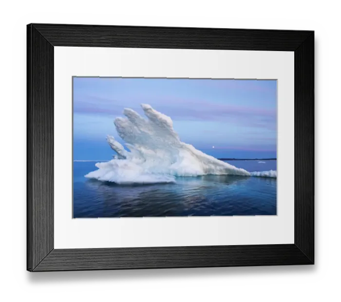 Framed Print : Canada, Nunavut Territory, Moon rises behind melting iceberg in Frozen Channel
