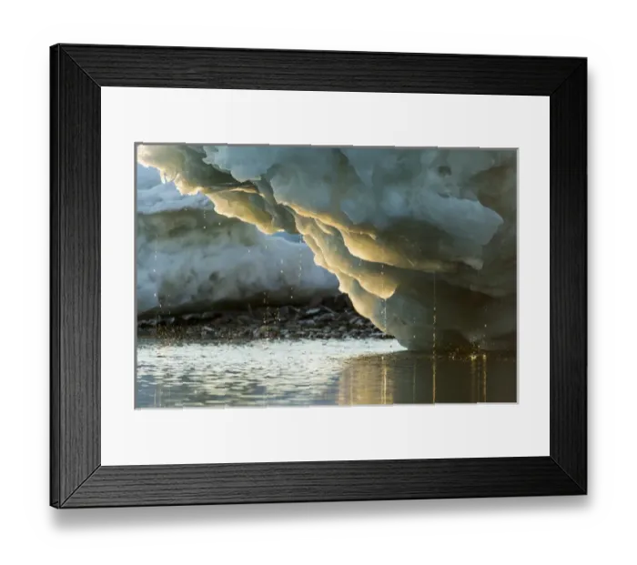 Framed Print : Canada, Nunavut Territory, Water drips from melting iceberg along Frozen Channel Framed Print : Canada, Nunavut Territory, Water drips from melting iceberg along Frozen Channel