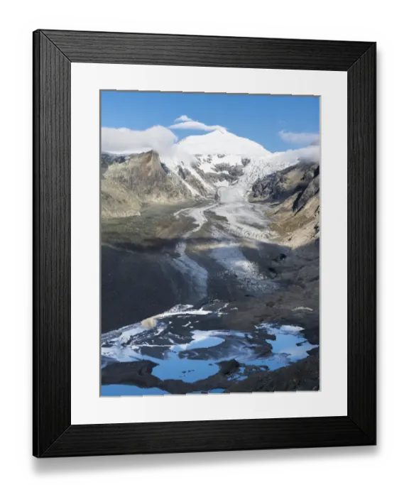 Framed Print : Mt. Johannisberg at Mt. Grossglockner with Pasterze glacier, which is retreating dramatically