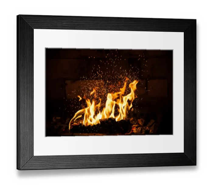 Framed Print : Flames with sparks rising