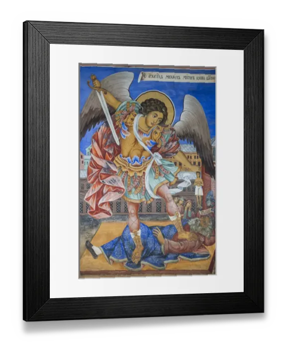 Framed Print : Bulgaria, Southern Mountains, Rila, Rila Monastery, UNESCO-listed wall frescoes
