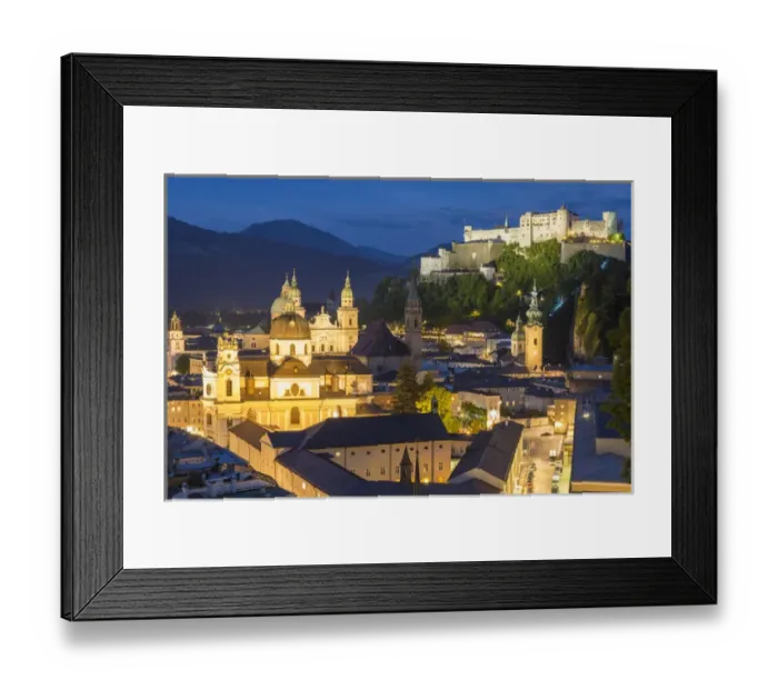 Framed Print : The Hohensalzburg Fortress, church & cathedral, at dusk, Salzburg, Austria Framed Print : The Hohensalzburg Fortress, church & cathedral, at dusk, Salzburg, Austria