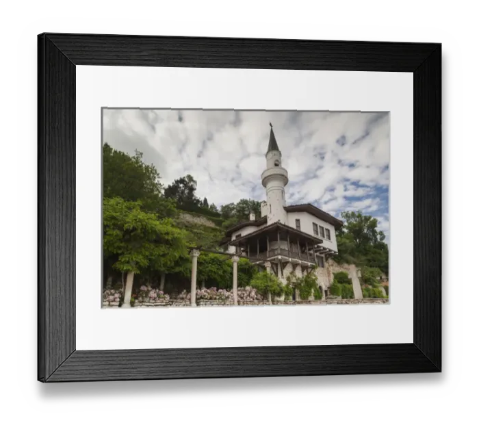 Framed Print : Bulgaria, Black Sea Coast, Balchik, Minaret of the Summer Palace of Romanian Queen Marie
