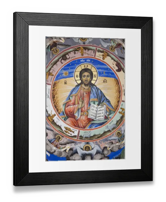 Framed Print : Bulgaria, Southern Mountains, Rila, Rila Monastery, UNESCO-listed wall frescoes