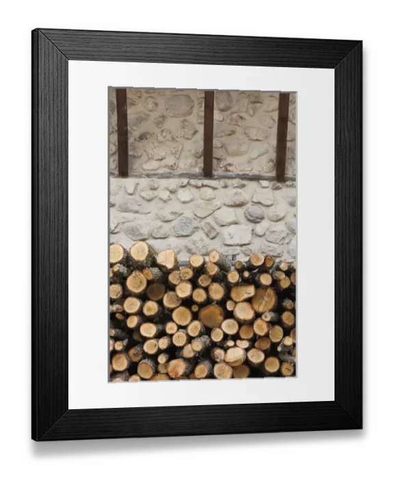 Framed Print : Bulgaria, Southern Mountains, Melnik, Ottoman-era town, wood pile, detail