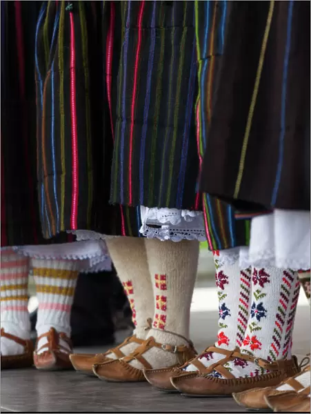 Bulgaria, Southern Mountains, Bansko, ski resort, people in local ethnic costumes, NR