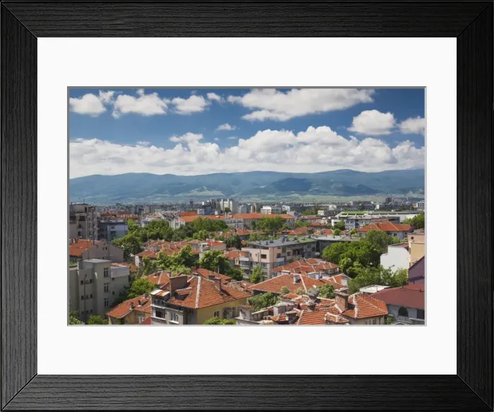 Framed Print : Bulgaria, Southern Mountains, Plovdiv, elevated central city view