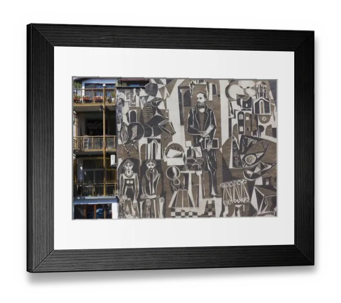 Framed Print : Bulgaria, Southern Mountains, Plovdiv, Old Plovdiv, cubist wall mural Framed Print : Bulgaria, Southern Mountains, Plovdiv, Old Plovdiv, cubist wall mural