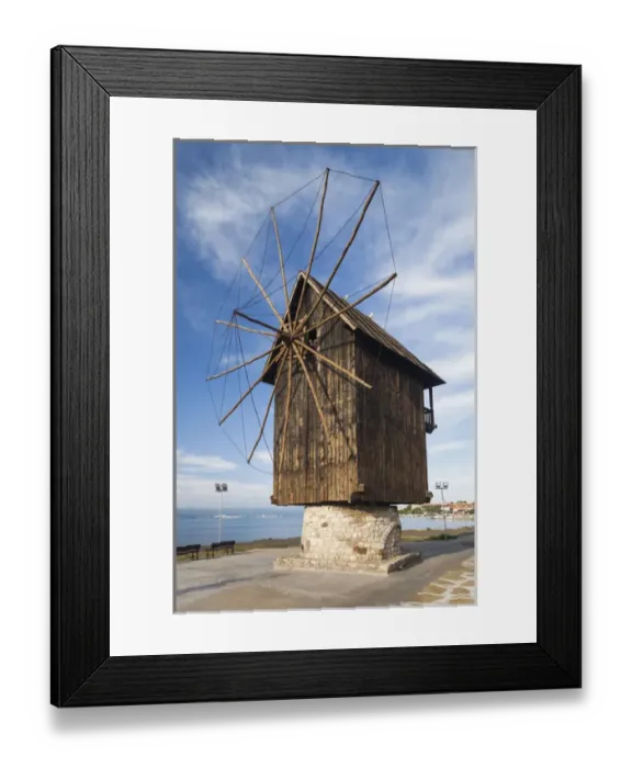 Framed Print : Bulgaria, Black Sea Coast, Nesebar, old windmill on the waterfront Framed Print : Bulgaria, Black Sea Coast, Nesebar, old windmill on the waterfront