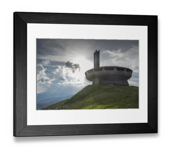 Framed Print : Bulgaria, Central Mountains, Shipka, Shipka Pass, ruins of the Soviet-era Buzludzha Monument