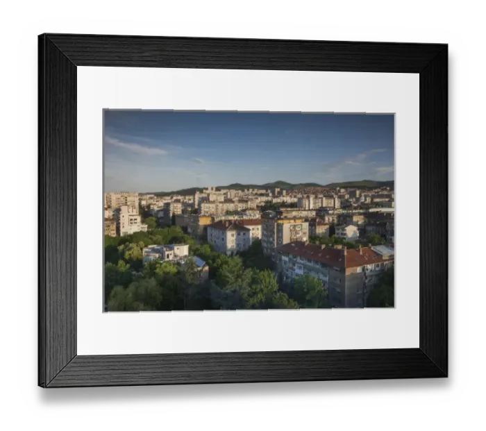 Framed Print : Bulgaria, Central Mountains, Stara Zagora, elevated city view, dawn Framed Print : Bulgaria, Central Mountains, Stara Zagora, elevated city view, dawn