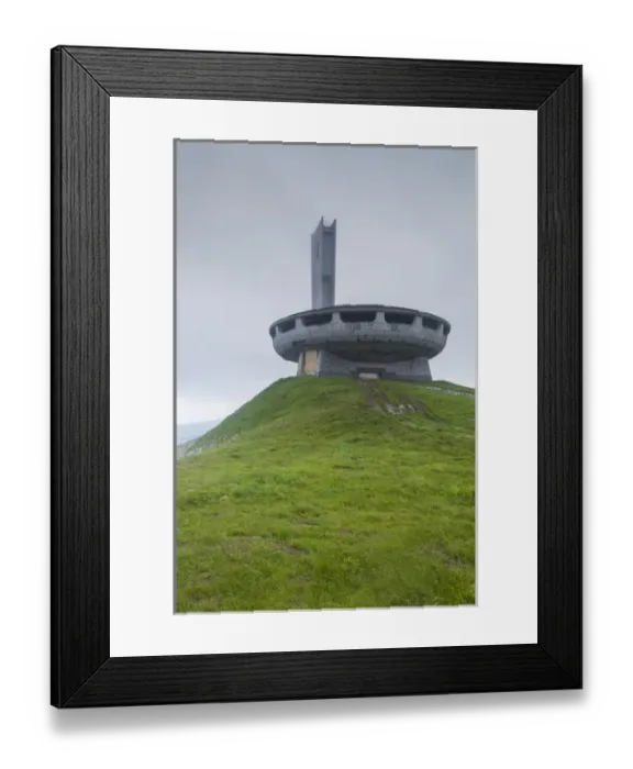 Framed Print : Bulgaria, Central Mountains, Shipka, Shipka Pass, ruins of the Soviet-era Buzludzha Monument