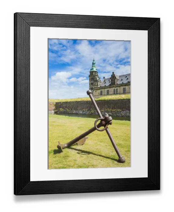 Framed Print : Huge old anchor before the Unesco world heritage sight Kronborg renaissance castle