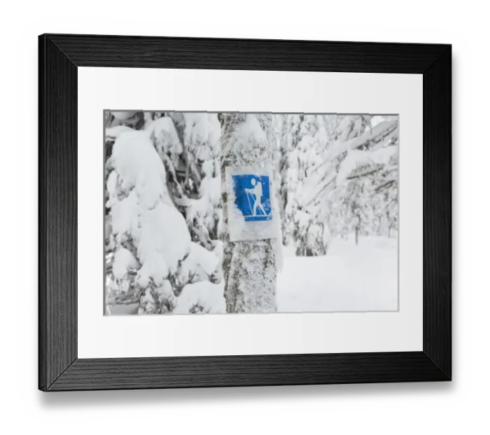 Framed Print : Cross country skiing sign, Riisitunturi National Park, Lapland, Finland Framed Print : Cross country skiing sign, Riisitunturi National Park, Lapland, Finland