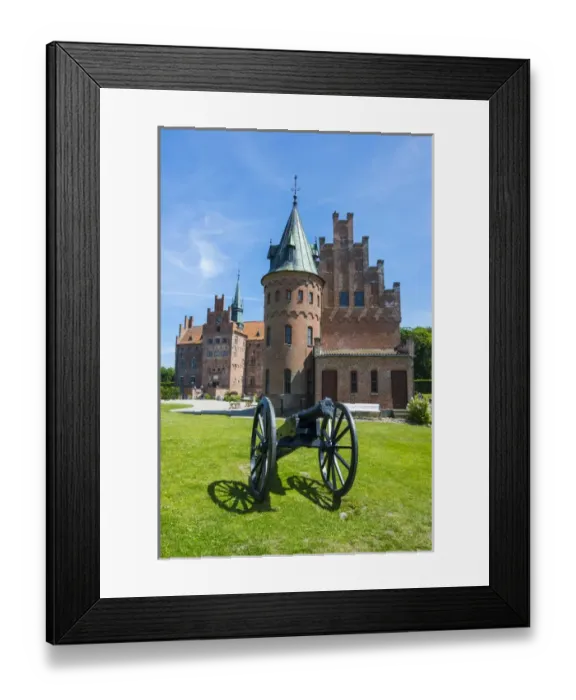 Framed Print : Historic cannon before Castle Egeskov, Denmark