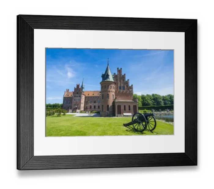 Framed Print : Historic cannon before Castle Egeskov, Denmark Framed Print : Historic cannon before Castle Egeskov, Denmark