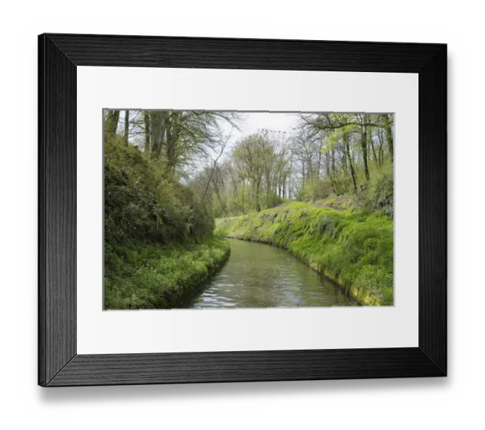 Framed Print : Europe, France, Burgundy, Nievre. Lush banks of the Nivernais Canal