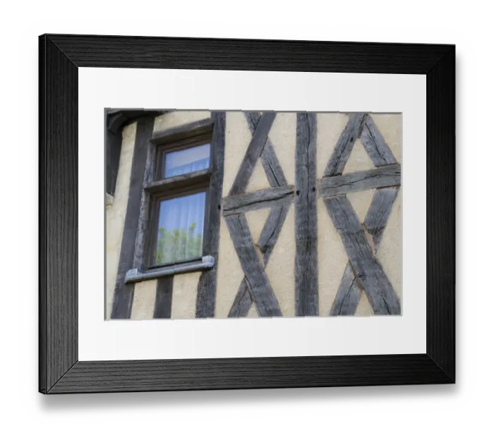 Framed Print : Europe, France, Burgundy, Nievre, Nevers. Medieval half-timbered house with glass window Framed Print : Europe, France, Burgundy, Nievre, Nevers. Medieval half-timbered house with glass window