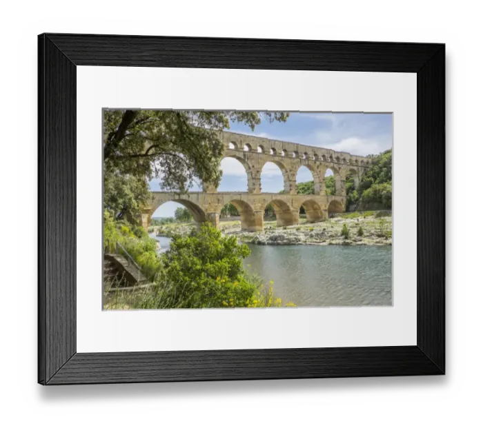 Framed Print : France, Nimes, the Pont du Gard is an ancient Roman aqueduct bridge that crosses the Gardon River