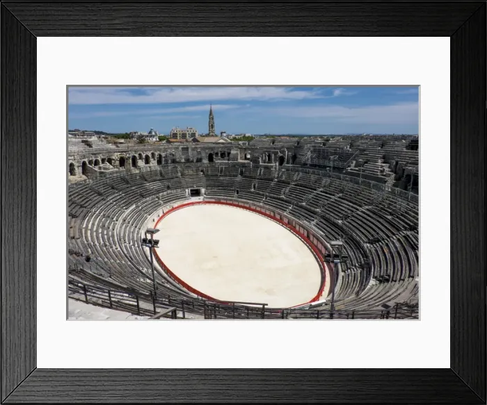 Framed Print : France, Nimes, Roman Amphitheater or arena built 70 AD. It was historically used for bull fighting Framed Print : France, Nimes, Roman Amphitheater or arena built 70 AD. It was historically used for bull fighting