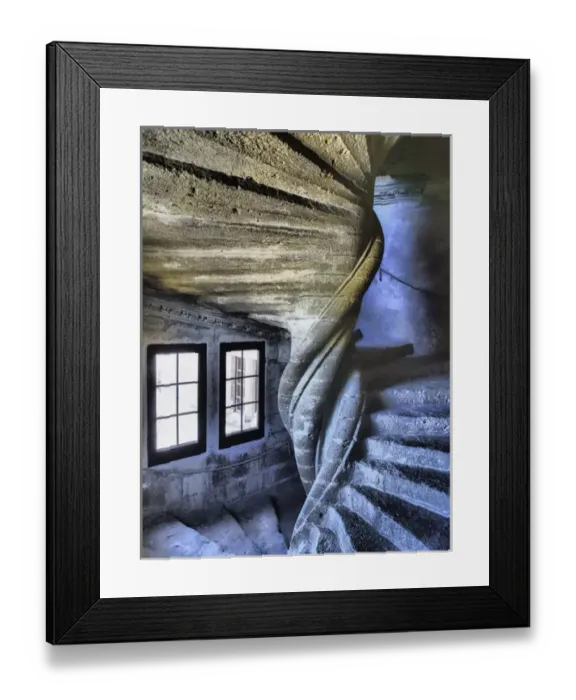 Framed Print : Europe, France, Provence, Lourmarin. Spiral staircase in the Chateau de Lourmarin Framed Print : Europe, France, Provence, Lourmarin. Spiral staircase in the Chateau de Lourmarin