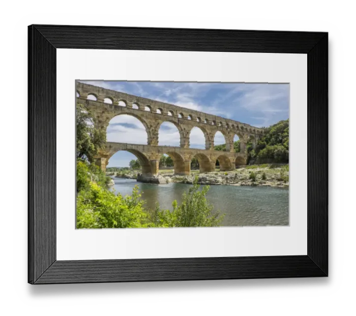 Framed Print : France, Nimes, the Pont du Gard is an ancient Roman aqueduct bridge that crosses the Gardon River