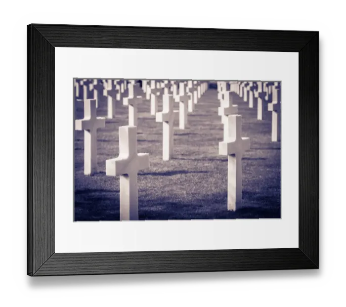 Framed Print : Graves at the American Cemetery, Omaha Beach, Colleville-sur-Mer, Normandy, France