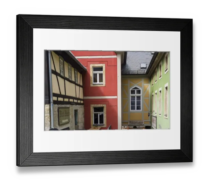 Framed Print : Traditional Half timbered buidlings in the village of Schmilka in summer, saxon switzerland Framed Print : Traditional Half timbered buidlings in the village of Schmilka in summer, saxon switzerland