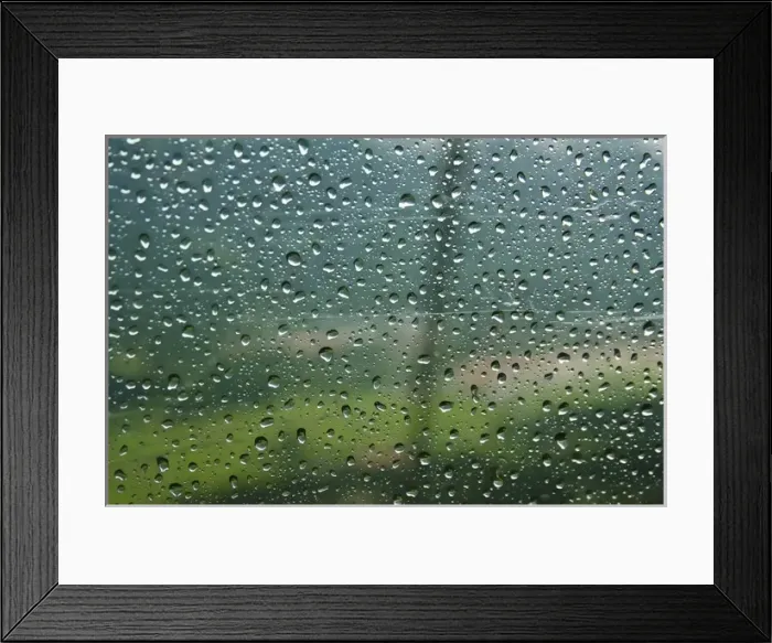 Framed Print : Rain drops on a cable car going up the mountains in the Bavarian Alps