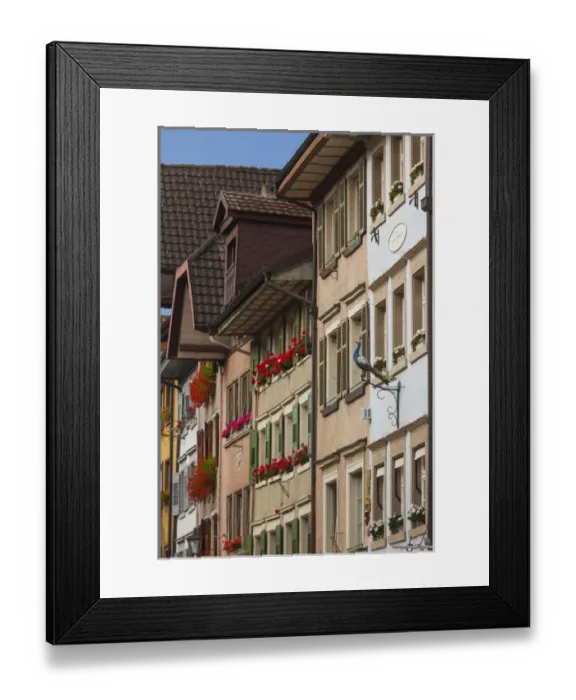 Framed Print : Germany, Baden-Wurttemburg, Black Forest, Waldshut-Tiengen, Waldshut, buildings along Framed Print : Germany, Baden-Wurttemburg, Black Forest, Waldshut-Tiengen, Waldshut, buildings along