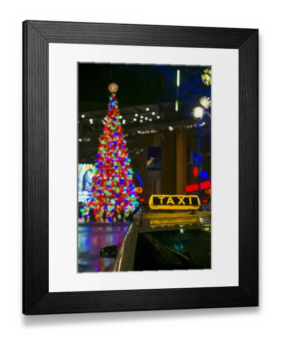 Framed Print : Germany, Berlin, Mitte, Potsdamer Platz, Christmas tree and Berlin taxi Framed Print : Germany, Berlin, Mitte, Potsdamer Platz, Christmas tree and Berlin taxi