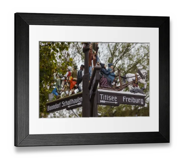 Framed Print : Germany, Baden-Wurttemburg, Black Forest, Lenzkirch, traditional carved wooden road signs Framed Print : Germany, Baden-Wurttemburg, Black Forest, Lenzkirch, traditional carved wooden road signs