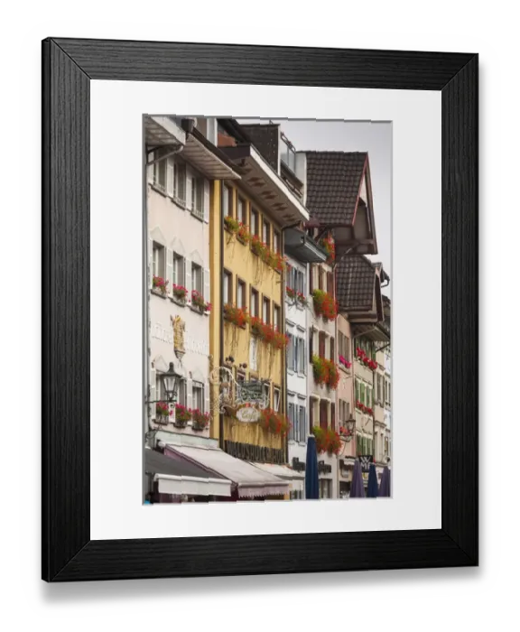 Framed Print : Germany, Baden-Wurttemburg, Black Forest, Waldshut-Tiengen, Waldshut, buildings along Framed Print : Germany, Baden-Wurttemburg, Black Forest, Waldshut-Tiengen, Waldshut, buildings along