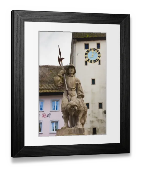 Framed Print : Germany, Baden-Wurttemburg, Black Forest, Waldshut-Tiengen, Waldshut, statue of