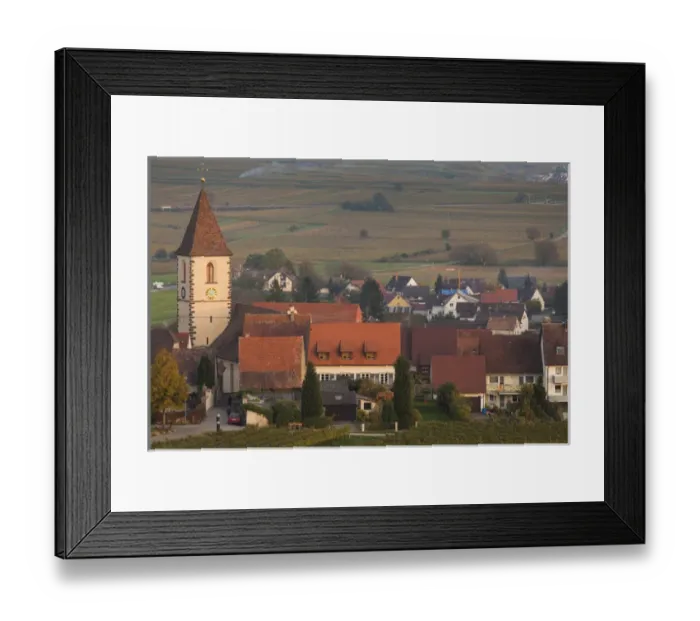 Framed Print : Germany, Baden-Wurttemburg, Burkheim, Kaiserstuhl Area, vineyards elevated village view Framed Print : Germany, Baden-Wurttemburg, Burkheim, Kaiserstuhl Area, vineyards elevated village view