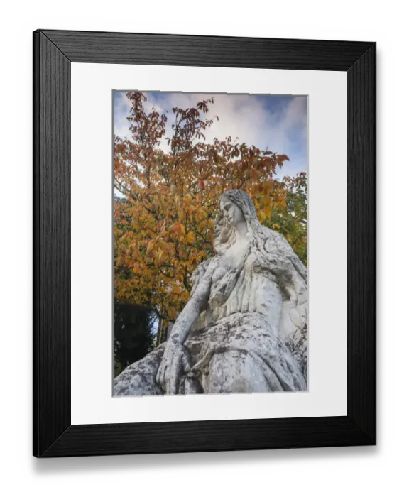 Framed Print : Germany, Rheinland-Pfalz, St. Goarhausen, The Loreley Rock viewpoint, autumn, statue