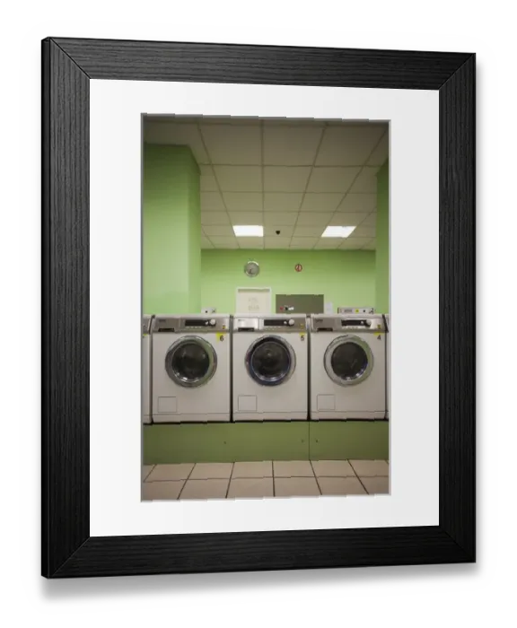 Framed Print : Germany, Hesse, Darmstadt, self-service laundry, interior Framed Print : Germany, Hesse, Darmstadt, self-service laundry, interior
