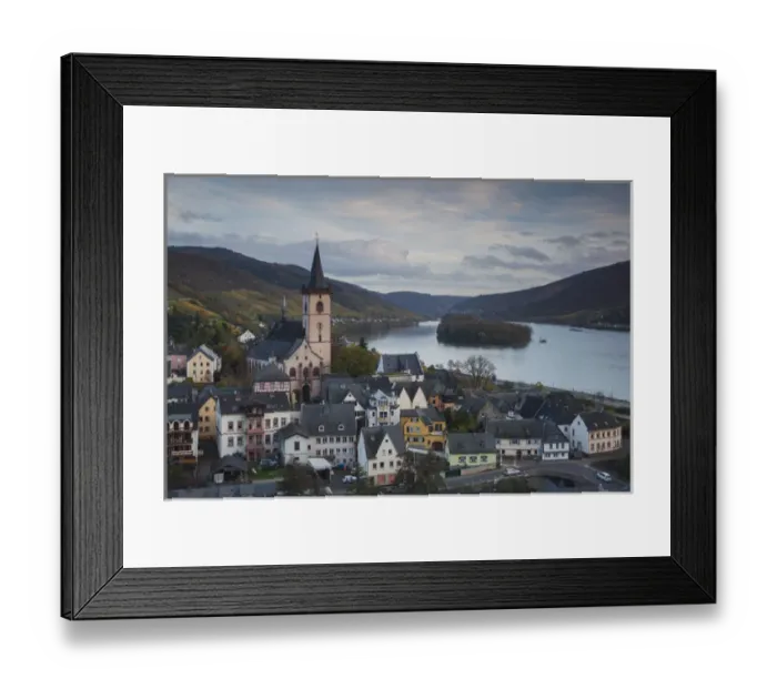 Framed Print : Germany, Hesse, Lorch am Rhein, elevated town view, late afternoon Framed Print : Germany, Hesse, Lorch am Rhein, elevated town view, late afternoon