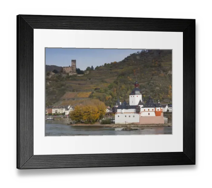Framed Print : Germany, Rheinland-Pfalz, Kaub, Pfalzgrafenstein Castle, 14th century toll-collection Framed Print : Germany, Rheinland-Pfalz, Kaub, Pfalzgrafenstein Castle, 14th century toll-collection