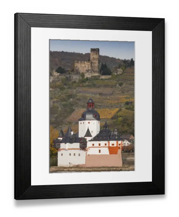 Framed Print : Germany, Rheinland-Pfalz, Kaub, Pfalzgrafenstein Castle, 14th century toll-collection