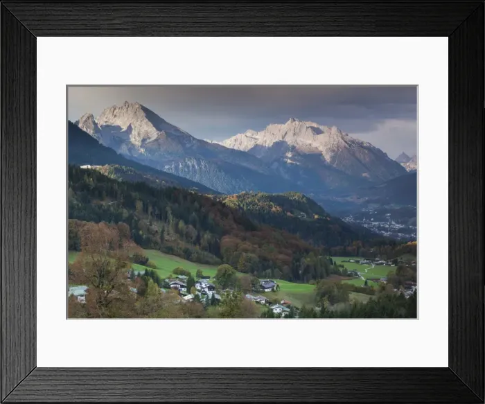 Framed Print : Germany, Bavaria, Oberau, elevated town view from the Rossfeld Panoramic Ring Road Framed Print : Germany, Bavaria, Oberau, elevated town view from the Rossfeld Panoramic Ring Road